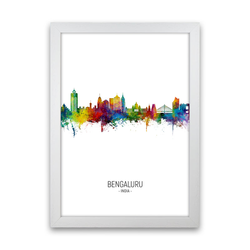 Bengaluru India Skyline Portrait Art Print by Michael Tompsett White Grain