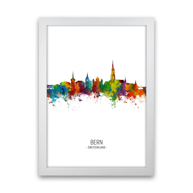 Bern Switzerland Skyline Portrait Art Print by Michael Tompsett White Grain