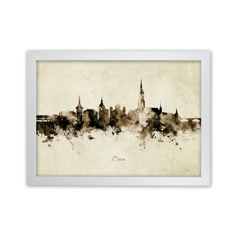 Bern Switzerland Skyline Vintage Art Print by Michael Tompsett White Grain