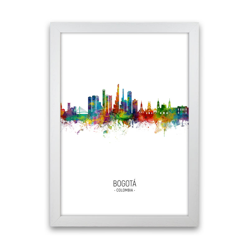 Bogota Colombia Skyline Portrait Art Print by Michael Tompsett White Grain