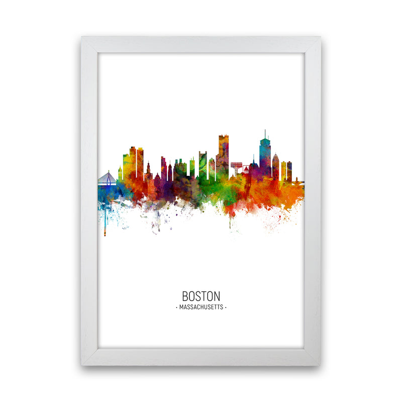 Boston Massachusetts Skyline Portrait Art Print by Michael Tompsett White Grain