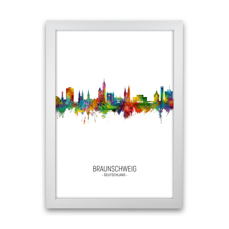 Braunschweig Deutschland Skyline Portrait Art Print by Michael Tompsett White Grain