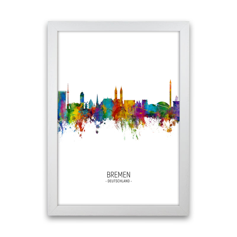 Bremen Germany Skyline Portrait Art Print by Michael Tompsett White Grain