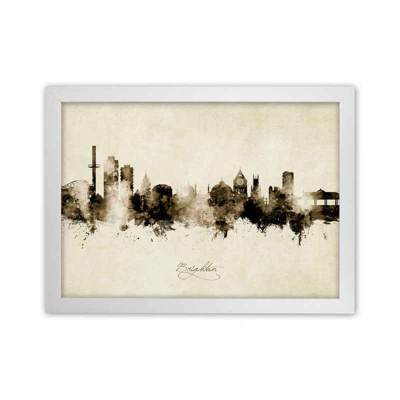 Brighton England Skyline Vintage Art Print by Michael Tompsett White Grain