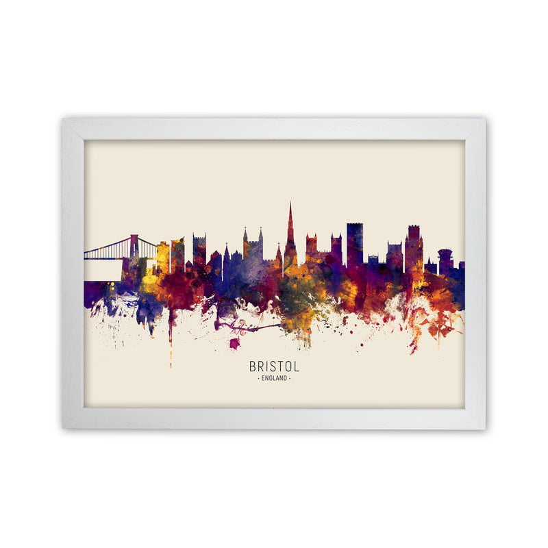 Bristol England Skyline Autumn City Name Art Print by Michael Tompsett White Grain