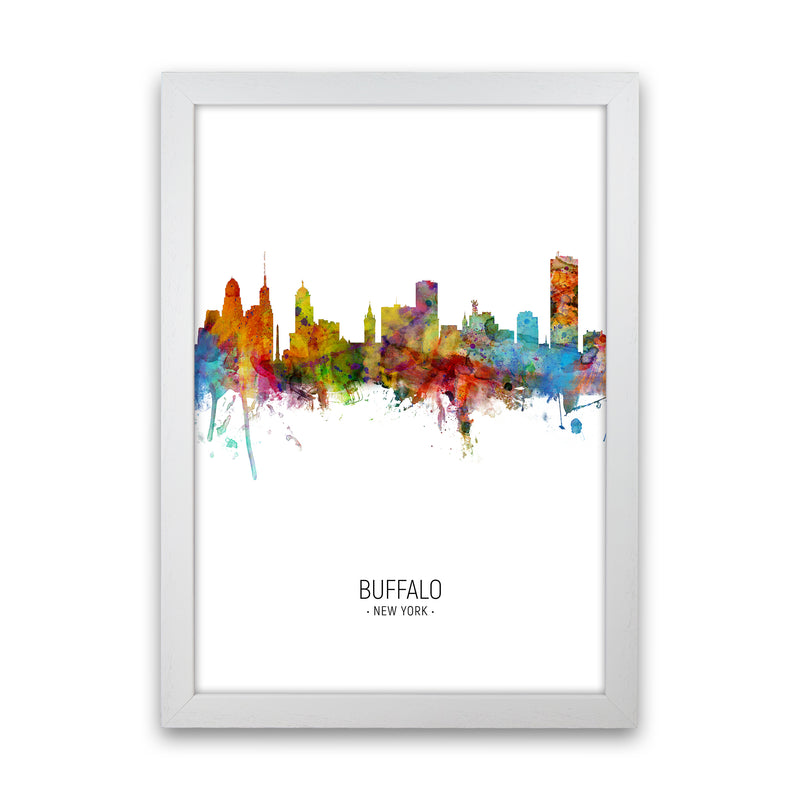 Buffalo New York Skyline Portrait Art Print by Michael Tompsett White Grain