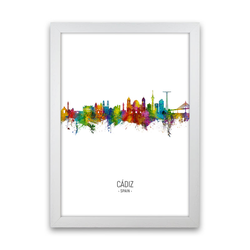 Cadiz Spain Skyline Portrait Art Print by Michael Tompsett White Grain