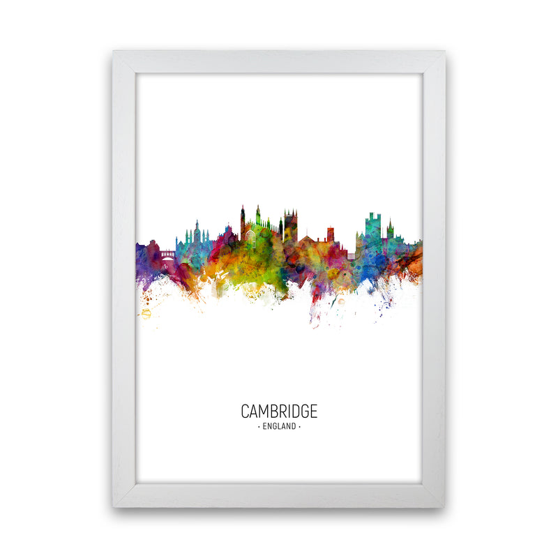 Cambridge England Skyline Portrait Art Print by Michael Tompsett White Grain