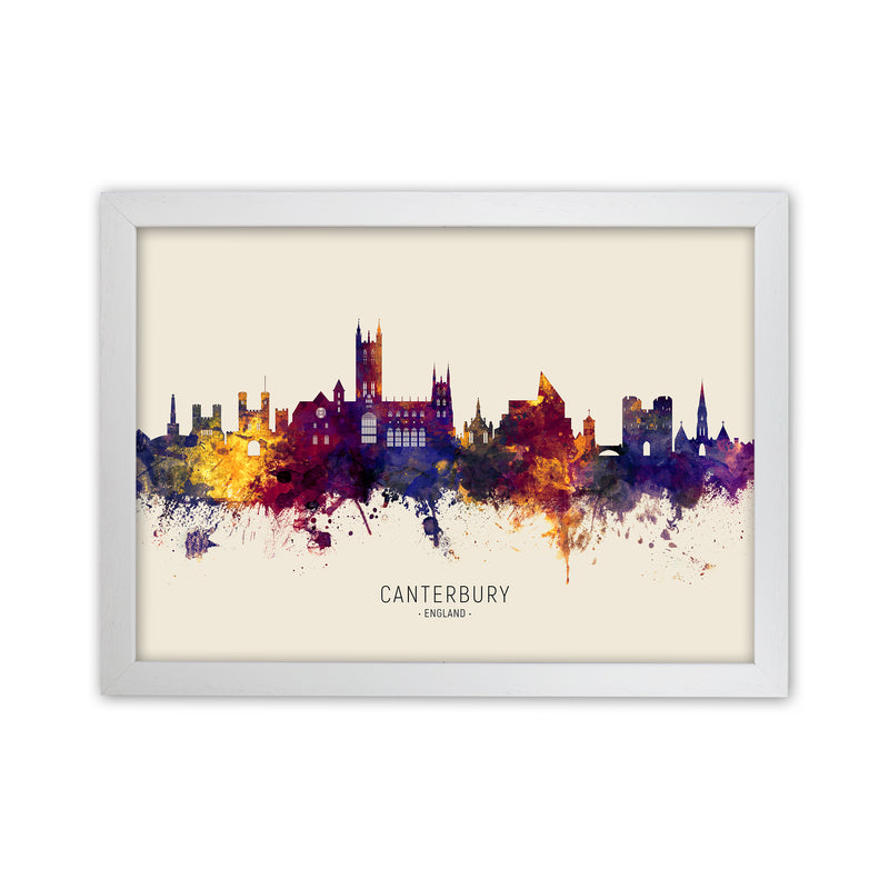 Canterbury England Skyline Autumn City Name Art Print by Michael Tompsett White Grain