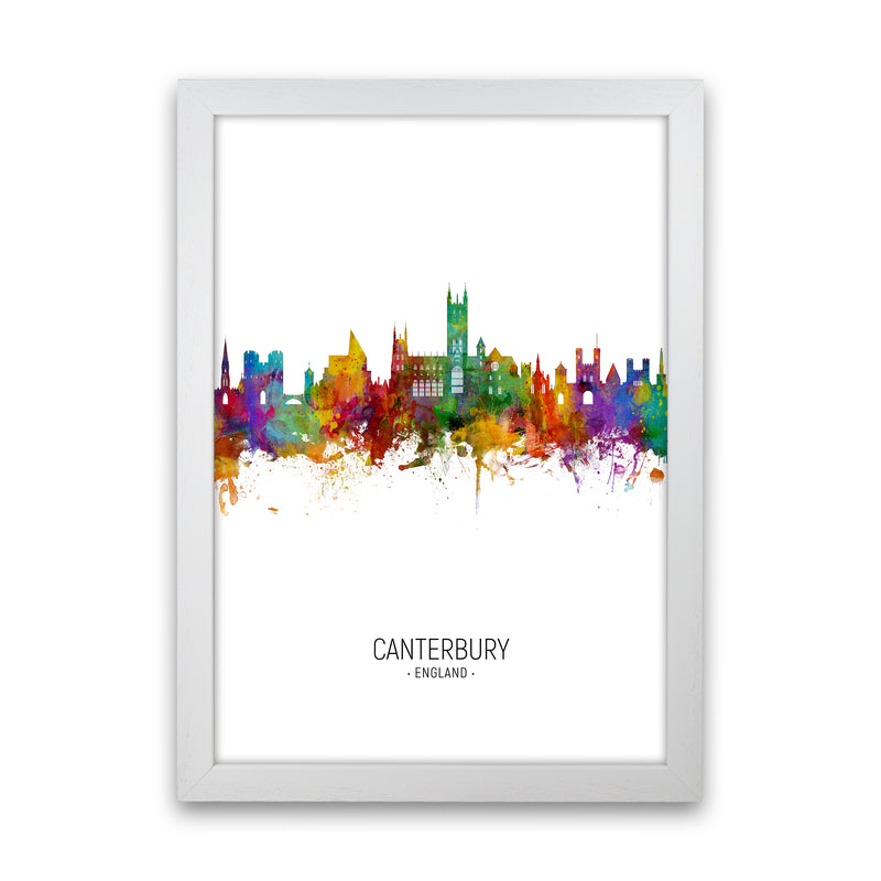 Canterbury England Skyline Portrait Art Print by Michael Tompsett White Grain