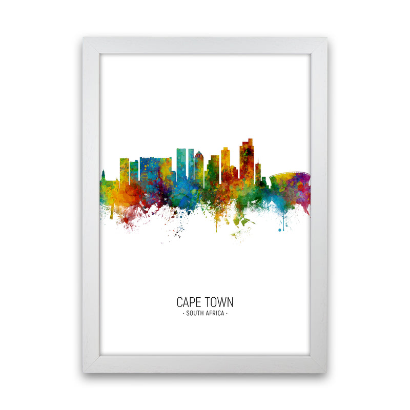 Cape Town South Africa Skyline Portrait Art Print by Michael Tompsett White Grain