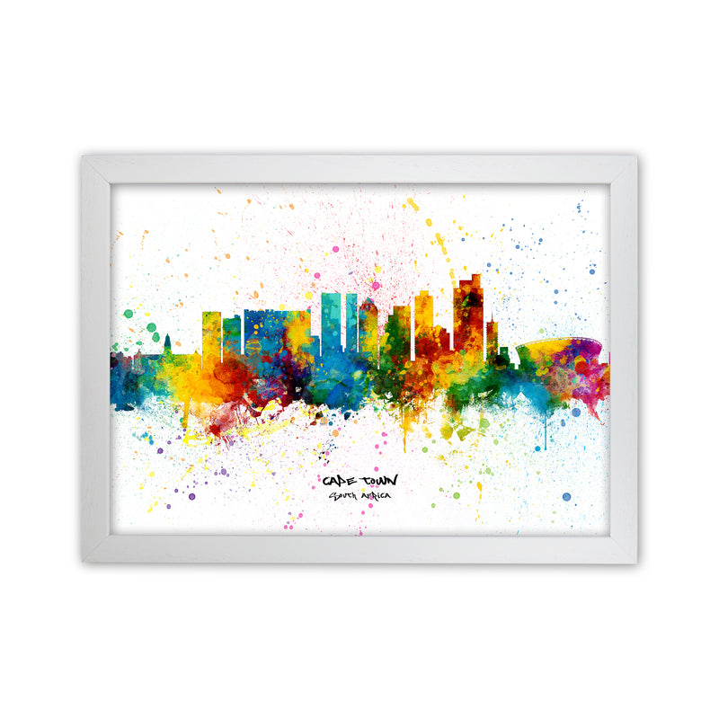 Cape Town South Africa Skyline Splash Art Print by Michael Tompsett White Grain