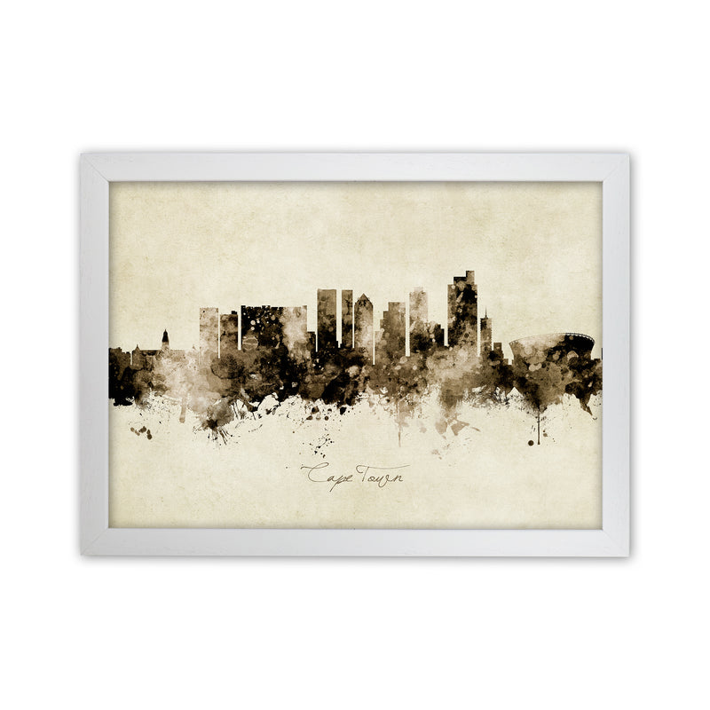 Cape Town South Africa Skyline Vintage Art Print by Michael Tompsett White Grain