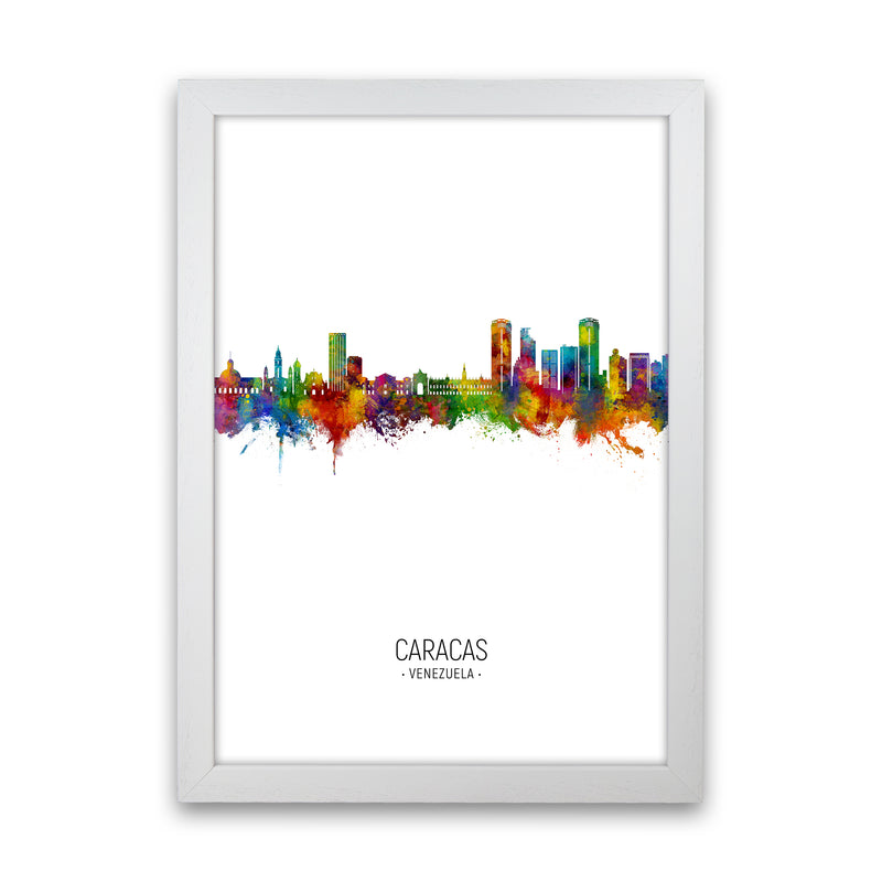 Caracas Venezuela Skyline Portrait Art Print by Michael Tompsett White Grain