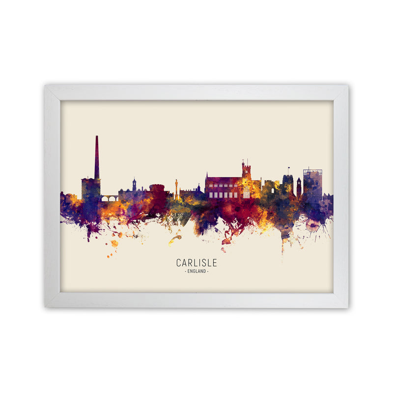 Carlisle England Skyline Autumn City Name Art Print by Michael Tompsett White Grain