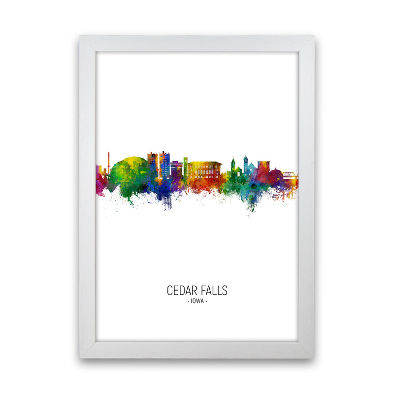 Cedar Falls Iowa Skyline Portrait Art Print by Michael Tompsett White Grain