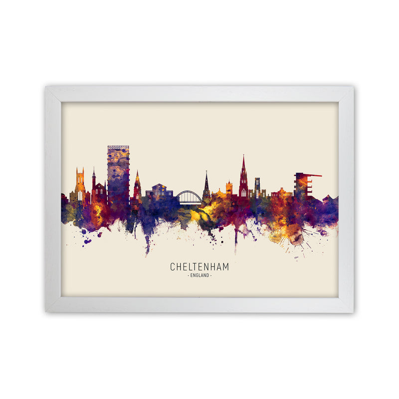 Cheltenham England Skyline Autumn City Name Art Print by Michael Tompsett White Grain