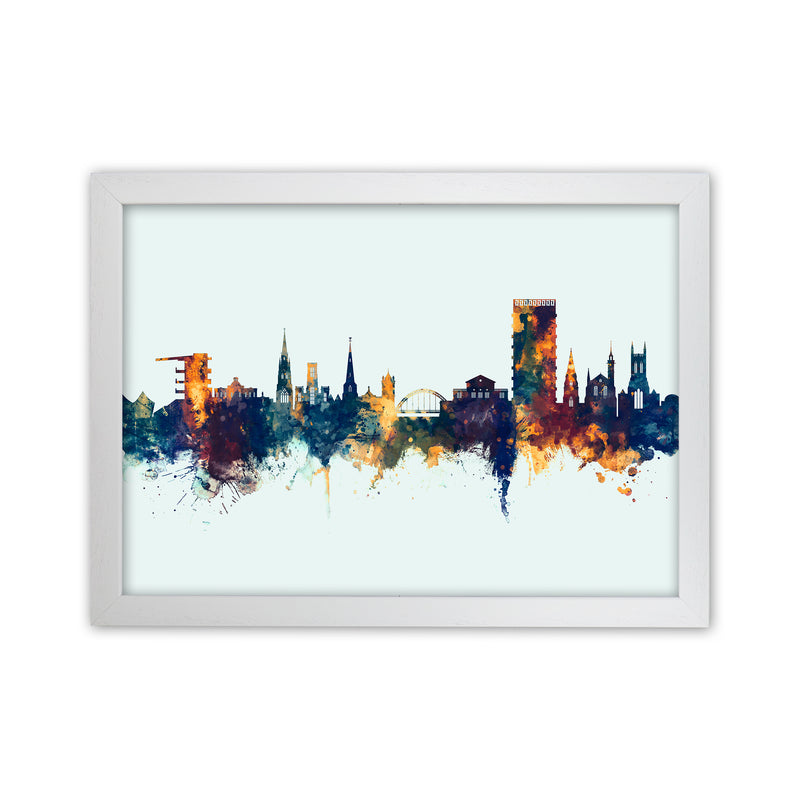 Cheltenham England Skyline Blue Orange Art Print by Michael Tompsett White Grain