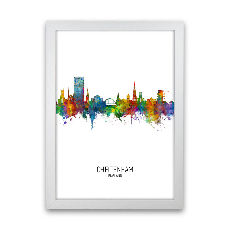 Cheltenham England Skyline Portrait Art Print by Michael Tompsett White Grain