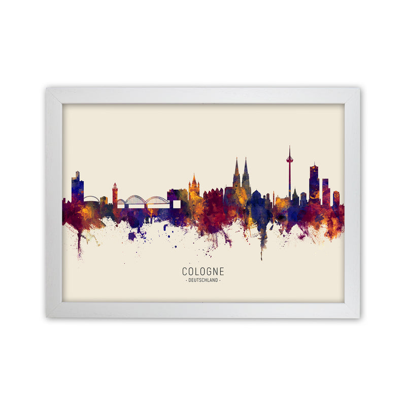 Cologne Deutschland Skyline Autumn City Name Art Print by Michael Tompsett White Grain