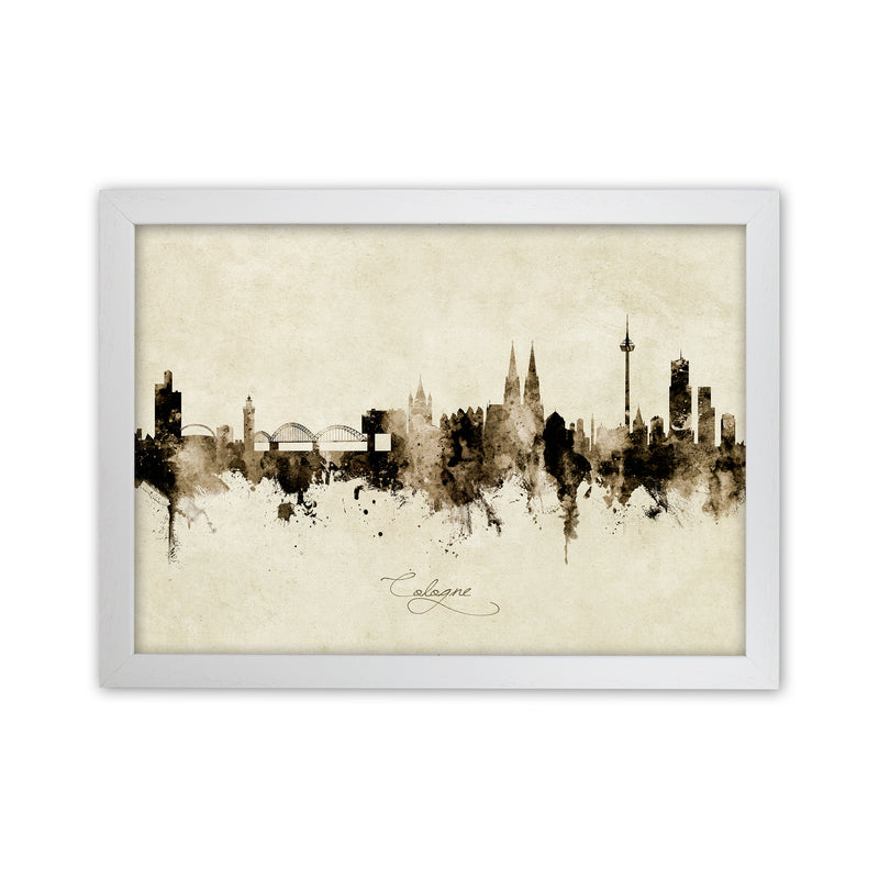 Cologne Germany Skyline Vintage Art Print by Michael Tompsett White Grain