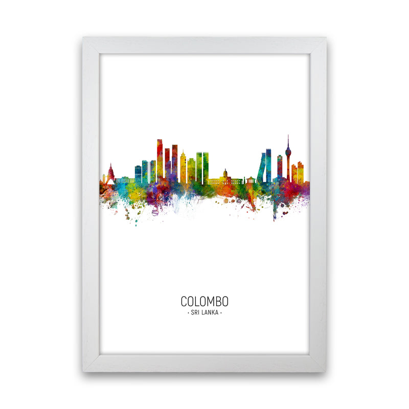 Colombo Sri Lanka Skyline Portrait Art Print by Michael Tompsett White Grain