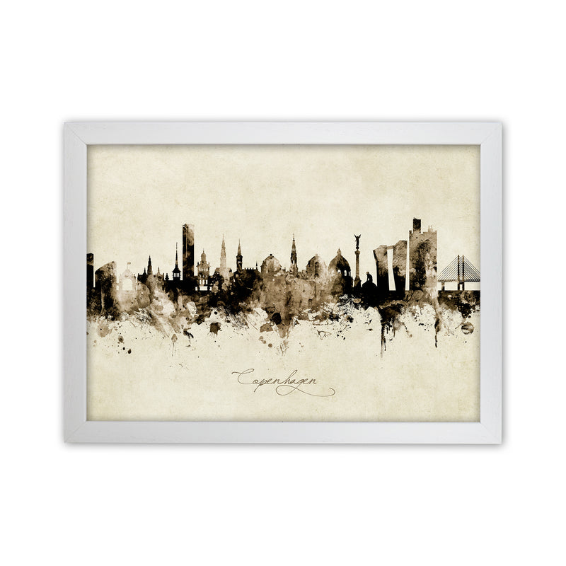 Copenhagen Denmark Skyline Vintage Art Print by Michael Tompsett White Grain