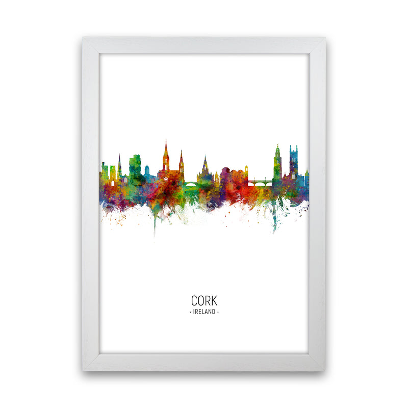 Cork Ireland Skyline Portrait Art Print by Michael Tompsett White Grain