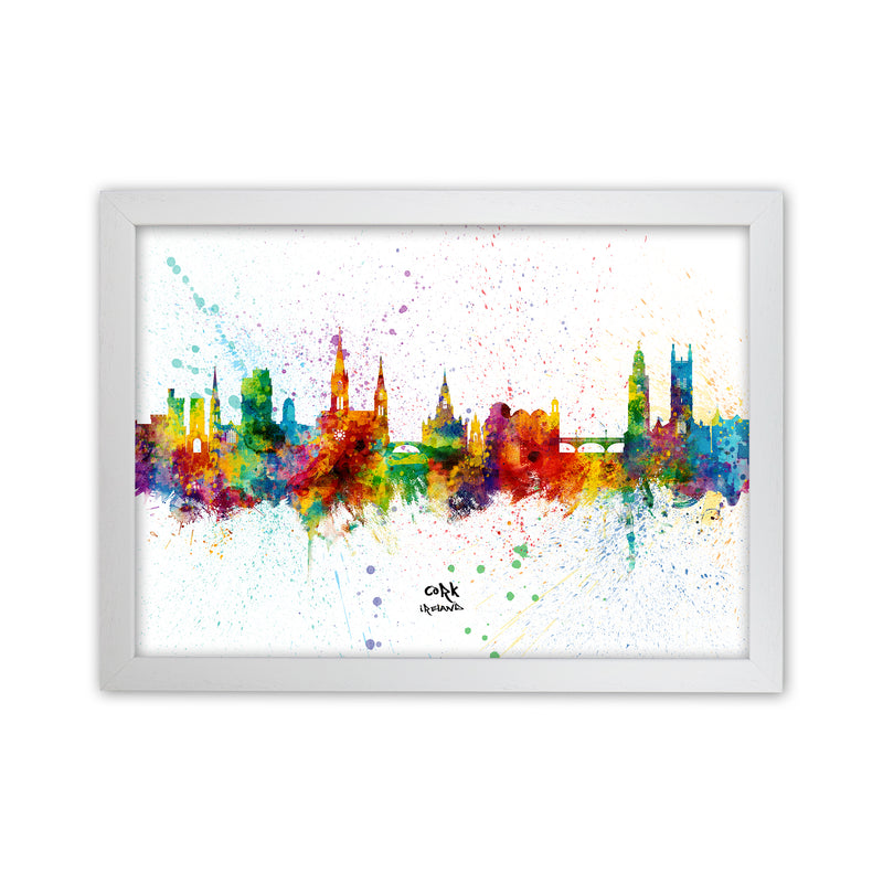 Cork Ireland Skyline Splash Art Print by Michael Tompsett White Grain