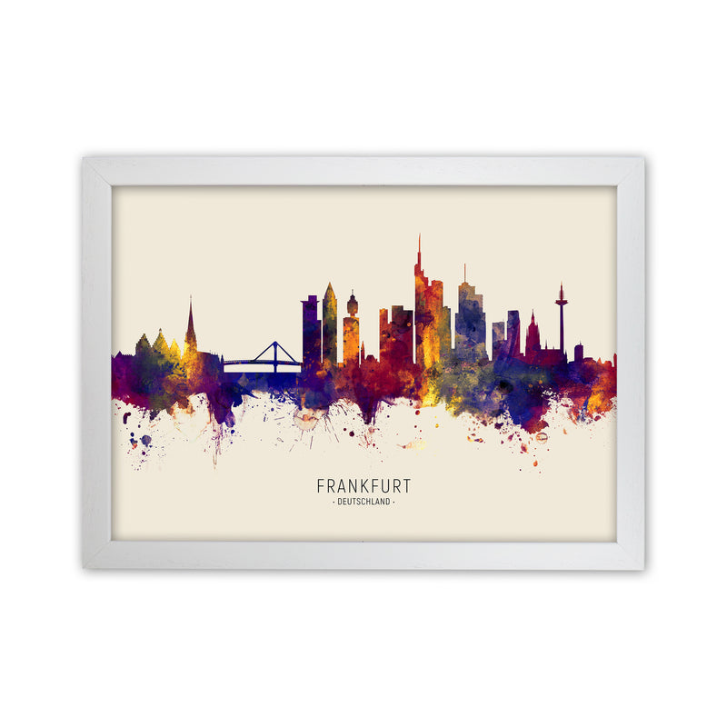Frankfurt Deutschland Skyline Autumn City Name Art Print by Michael Tompsett White Grain