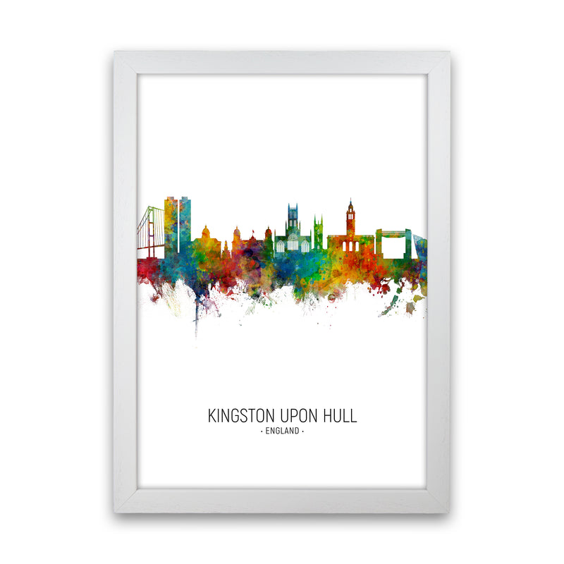 Kingston Upon Hull England Skyline Portrait Art Print by Michael Tompsett White Grain