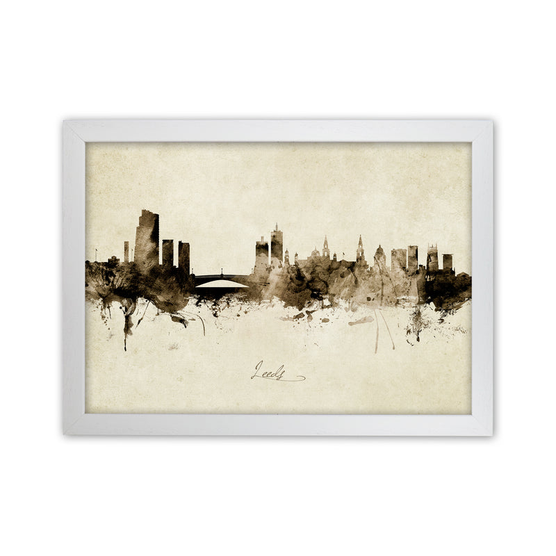 Leeds England Skyline Vintage Art Print by Michael Tompsett White Grain