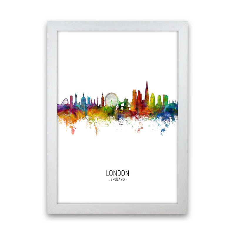 London England Skyline Portrait Art Print by Michael Tompsett White Grain