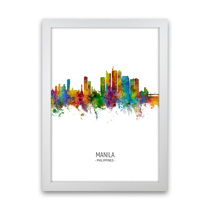 Manila Philippines Skyline Portrait Art Print by Michael Tompsett White Grain