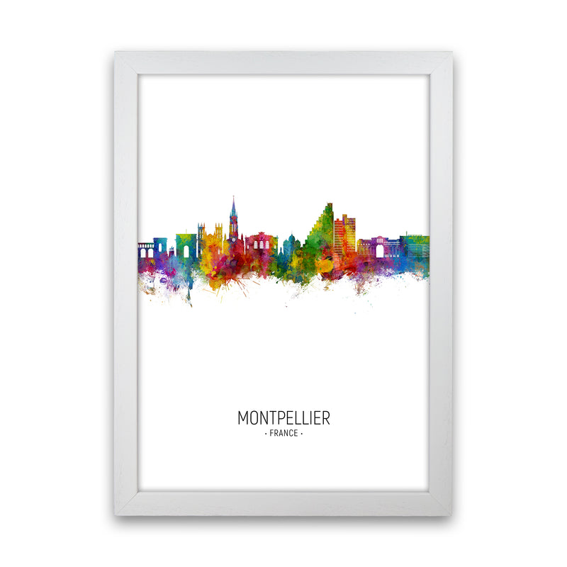 Montpellier France Skyline Portrait Art Print by Michael Tompsett White Grain