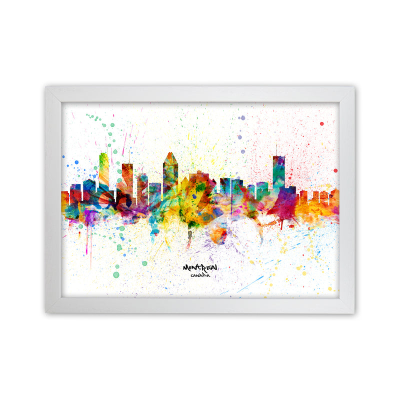 Montreal Canada Skyline Splash Art Print by Michael Tompsett White Grain