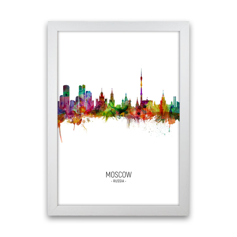 Moscow Russia Skyline Portrait Art Print by Michael Tompsett White Grain