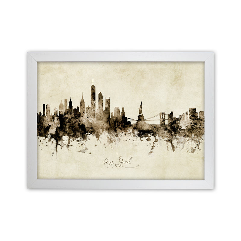 New York New York Skyline Vintage Art Print by Michael Tompsett White Grain