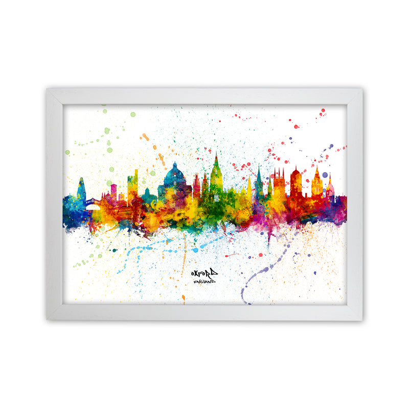 Oxford England Skyline Splash Art Print by Michael Tompsett White Grain