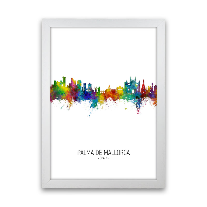 Palma De Mallorca Spain Skyline Portrait Art Print by Michael Tompsett White Grain