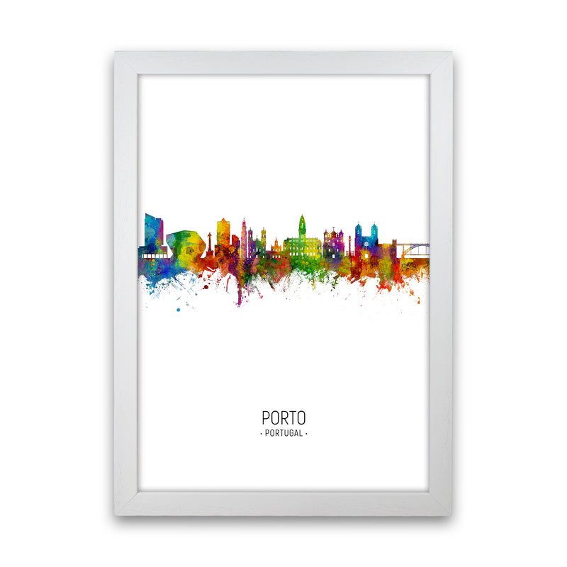 Porto Portugal Skyline Portrait Art Print by Michael Tompsett White Grain