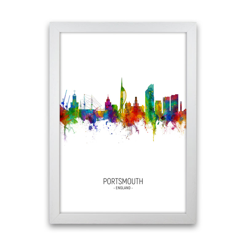 Portsmouth England Skyline Portrait Art Print by Michael Tompsett White Grain