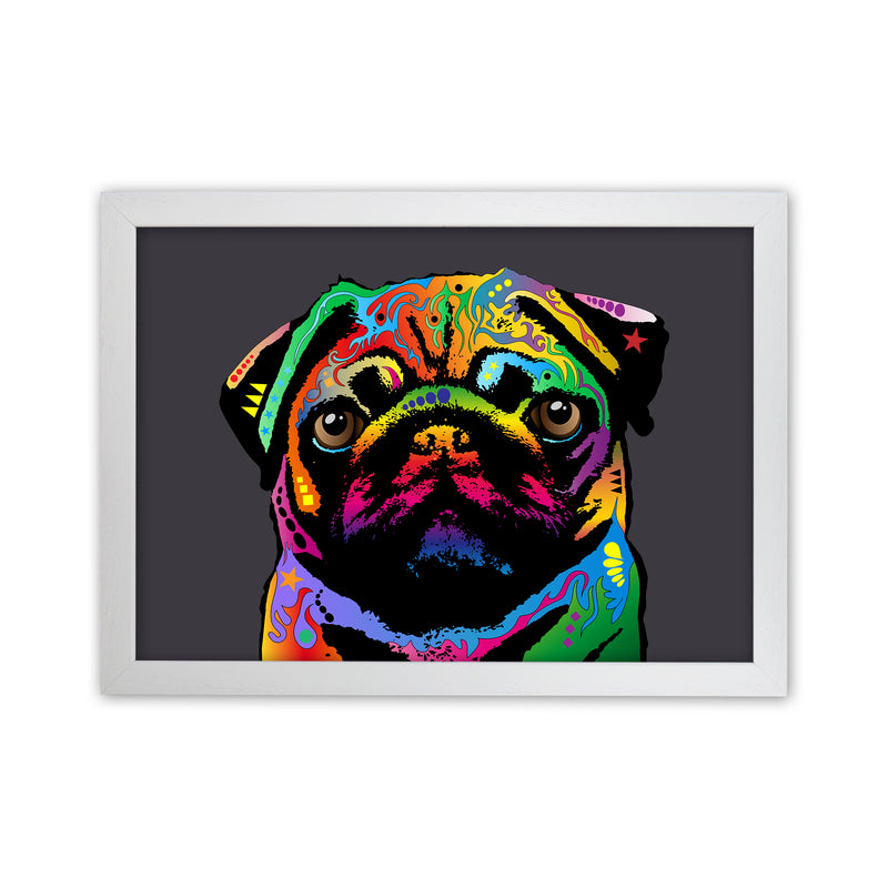 Pug Dog Charcoal Art Print by Michael Tompsett White Grain