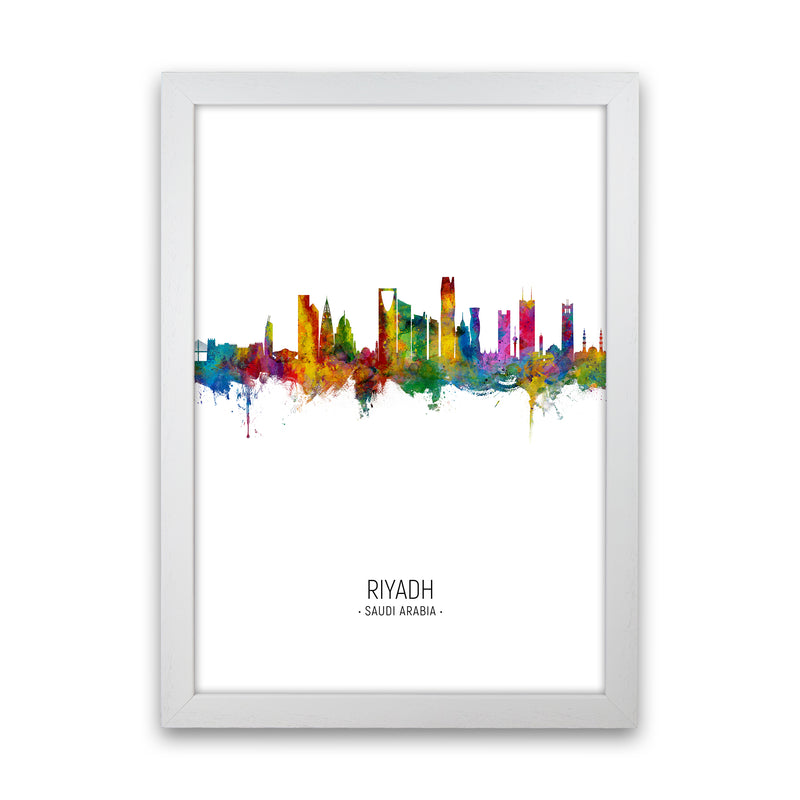 Riyadh Saudi Arabia Skyline Portrait Art Print by Michael Tompsett White Grain