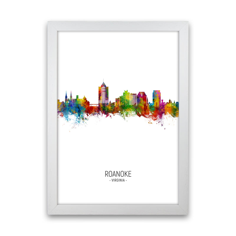 Roanoke Virginia Skyline Portrait Art Print by Michael Tompsett White Grain