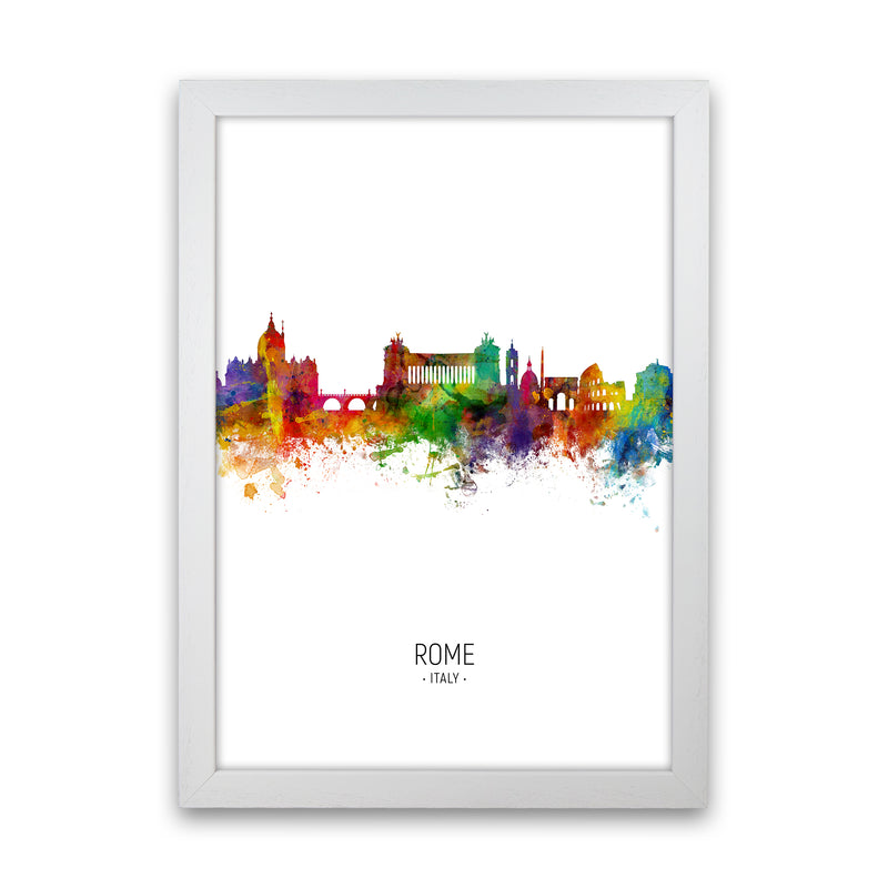 Rome Italy Skyline Portrait Art Print by Michael Tompsett White Grain