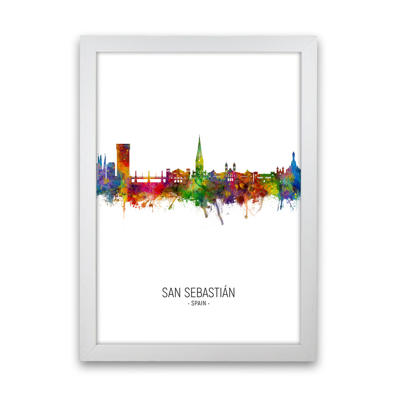 San Sebastian Spain Skyline Portrait Art Print by Michael Tompsett White Grain
