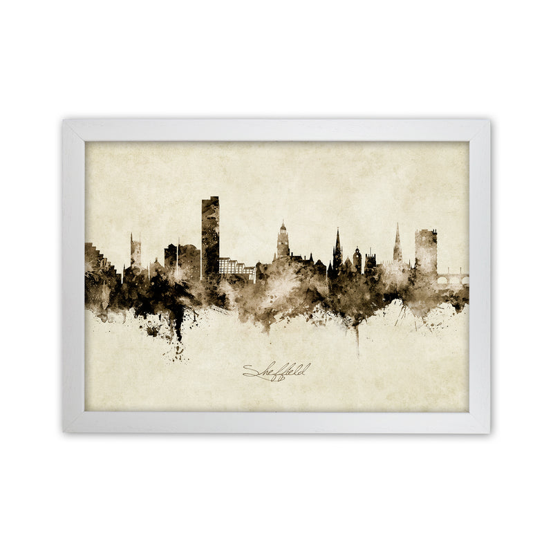 Sheffield England Skyline Vintage Art Print by Michael Tompsett White Grain