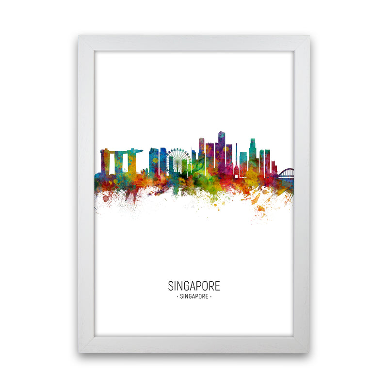 Singapore Singapore Skyline Portrait Art Print by Michael Tompsett White Grain