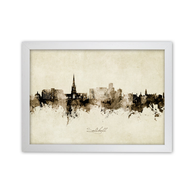 Solihull England Skyline Vintage Art Print by Michael Tompsett White Grain